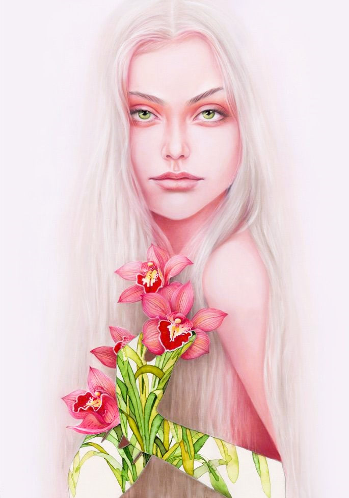 To Love And To Hold Giclee Print by Bec Winnel> sprayedpaint.com/products/to-lo… 

#art #graffiti #streetart #2014 #Australia &amp; Australian #Bec Winnel #Emotion #Face &amp; Head #Fine Art Paper #Flowers &amp; Plants #Giclee Fine Art Print #Green Eyes #Lilly #Love #Nude #Pink #Print Fine Art #Th...