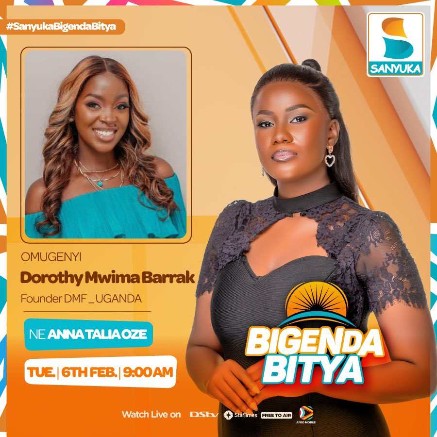 sanyukatv's tweet photo. What do you want to know about @DorahMwima?

Catch her tomorrow at 9:00am on #SanyukaBigendaBitya as she tells us about her life and career journey hosted by @AnnataliaO. 

Don’t miss this episode!

#SanyukaUpdates
#FfeBannoDdala https://t.co/KkiwoDVd8H