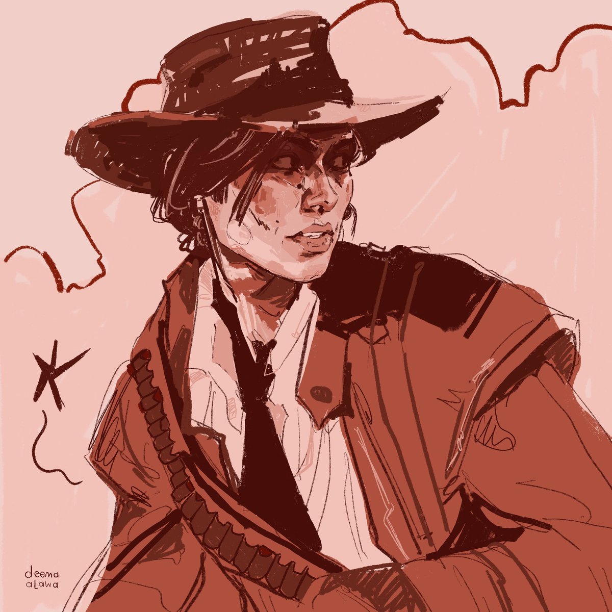 DeemaAlawa's tweet photo. my entire camera roll is just rdr2 &amp; bg3 art references and I’m not complaining :)) have a Sadie Adler I drew a while ago while I recover from eye strain! https://t.co/AwLz0oslQC