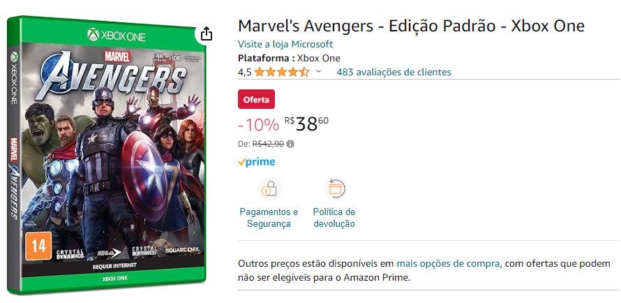 ldk_maia's tweet photo. jogo dos Avengers tá menos de 40 reais na Amazon kkkk se não me engano, ele já saiu da loja né

link: https://t.co/NAQHehC6GF https://t.co/8LIFwuopYM