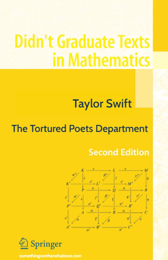 At the Grammys, Taylor Swift announced a new Springer math book coming soon: