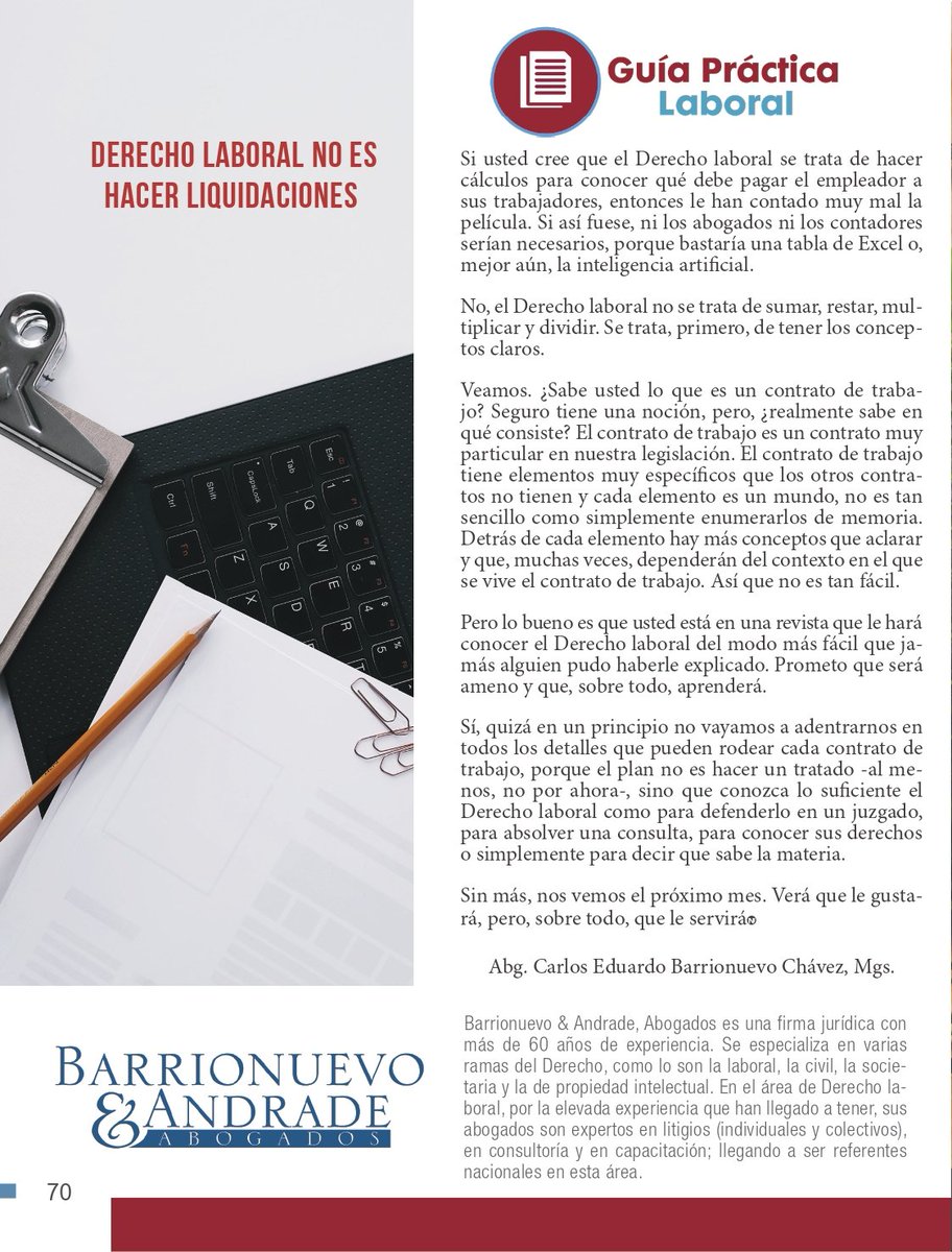 BalawEc's tweet photo. 🤓 Junto con @edle_ecuador, mensualmente, les explicaremos del modo más sencillo y práctico nuestro Derecho Laboral. ¡Que lo disfruten! https://t.co/9fmSTsXgqx
