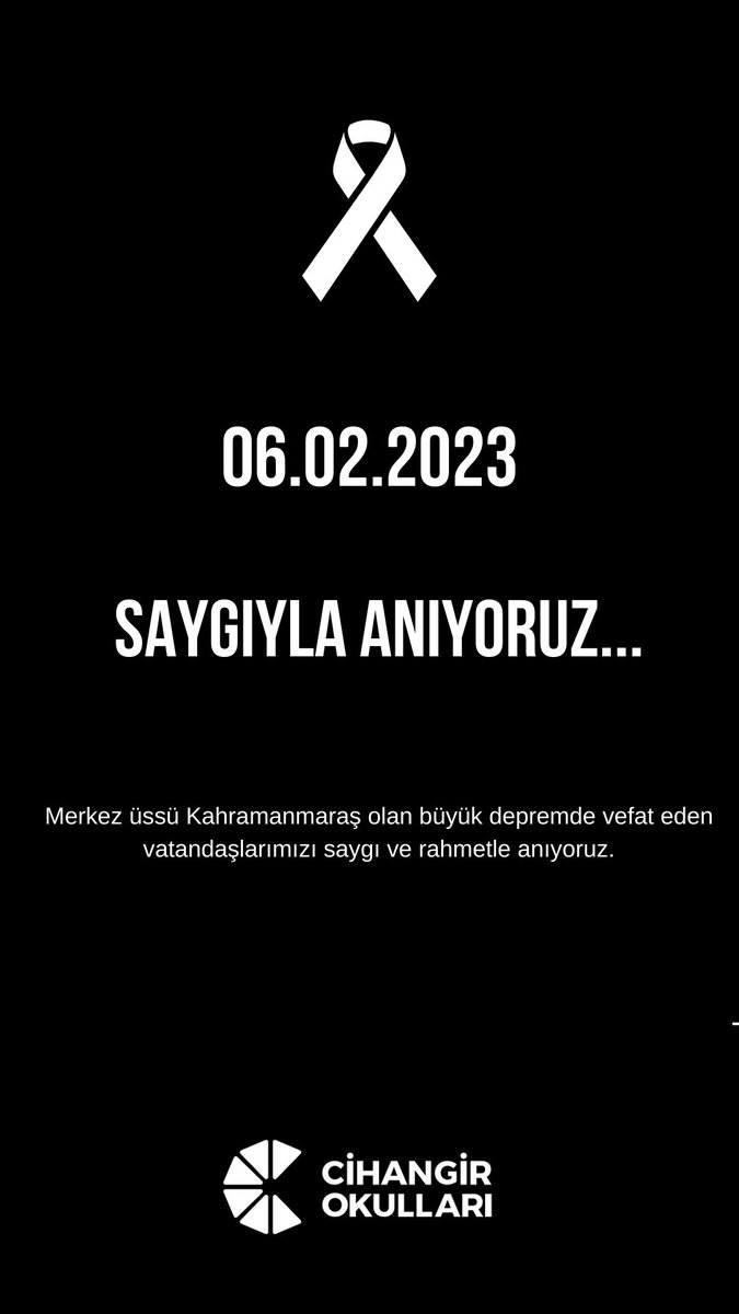 Merkez üssü Kahramanmaraş olan büyük depremde vefat eden vatandaşlarımızı saygı ve rahmetle anıyoruz.

#Kahramanmaraş