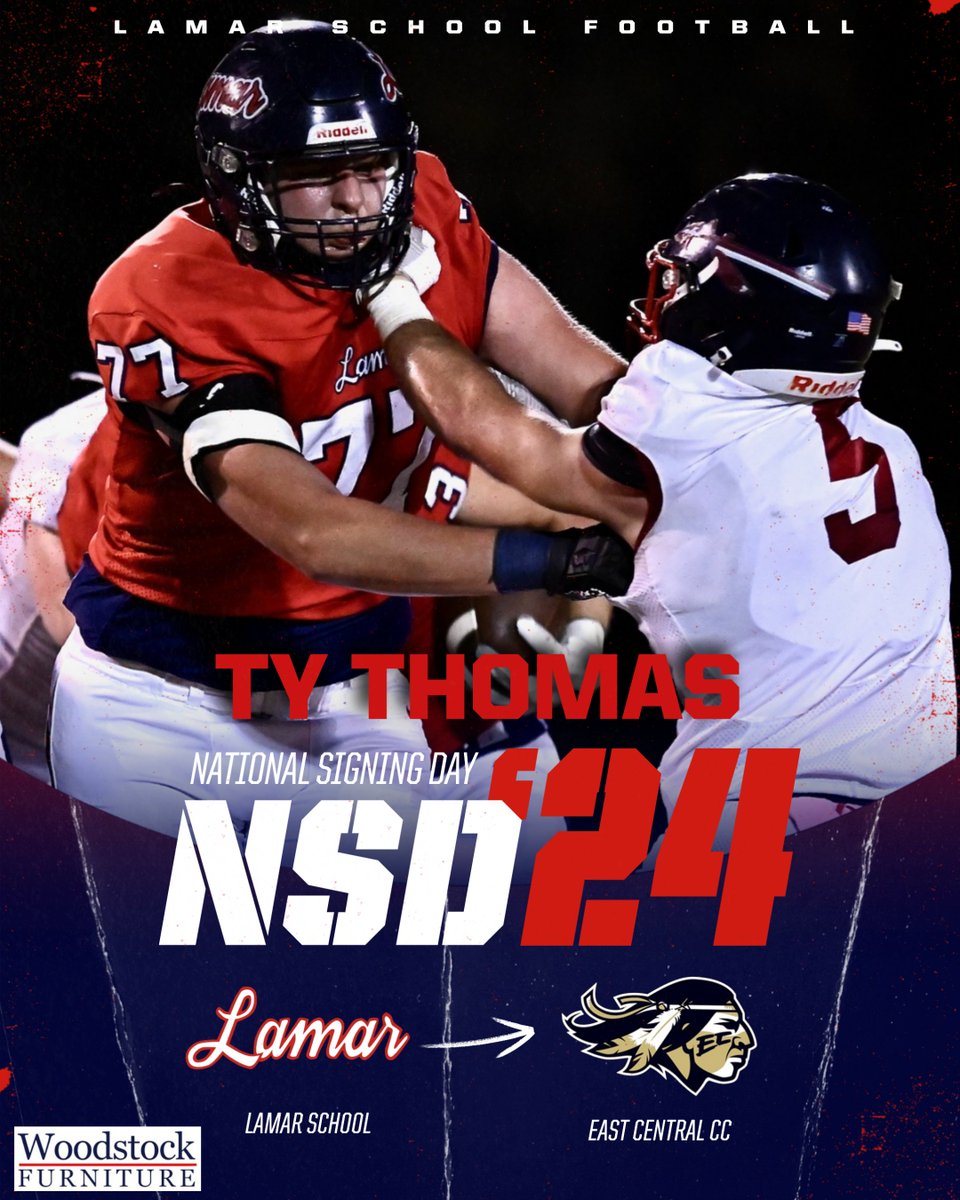 Lamar School Football (@lamarschool_fb) on Twitter photo Join us this Wednesday to celebrate <a href="/TyThomas_77/">Ty Thomas</a> signing to play college football with <a href="/eccc_football/">East Central Warrior Football 🏈</a>
Ceremony will start at 10 AM in the Lamar School Gym
@ptalbot_wtok
<a href="/TheChrisKnox/">Christian Knox</a>
<a href="/lamarraiders/">Lamar School Athletics</a>
#WeAreLamar Join us this Wednesday to celebrate <a href="/TyThomas_77/">Ty Thomas</a> signing to play college football with <a href="/eccc_football/">East Central Warrior Football 🏈</a>
Ceremony will start at 10 AM in the Lamar School Gym
@ptalbot_wtok
<a href="/TheChrisKnox/">Christian Knox</a>
<a href="/lamarraiders/">Lamar School Athletics</a>
#WeAreLamar