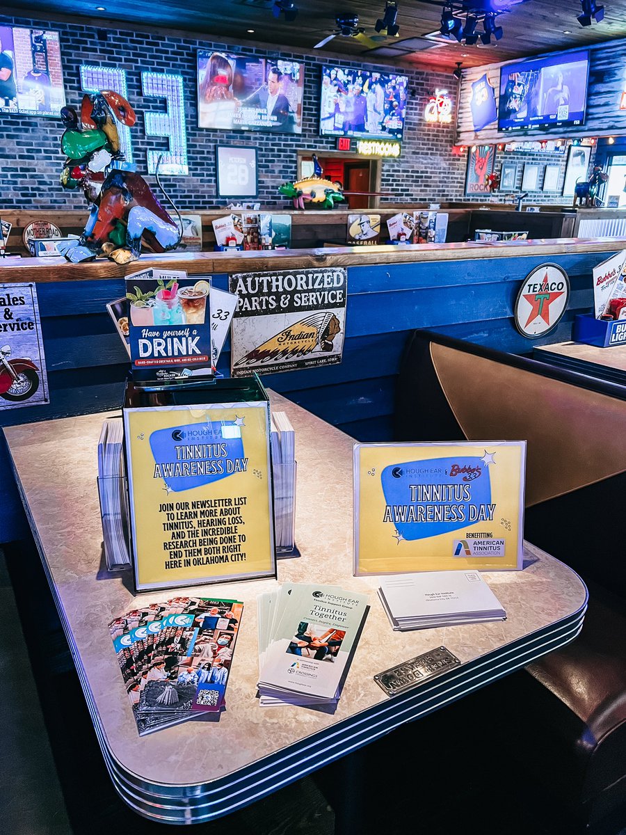 HoughEar's tweet photo. We’re at Bubba’s 33 in OKC all day today raising funds for tinnitus research! Have a legendary meal and support our efforts to end tinnitus for all who have ears! https://t.co/jRvZaiwCro