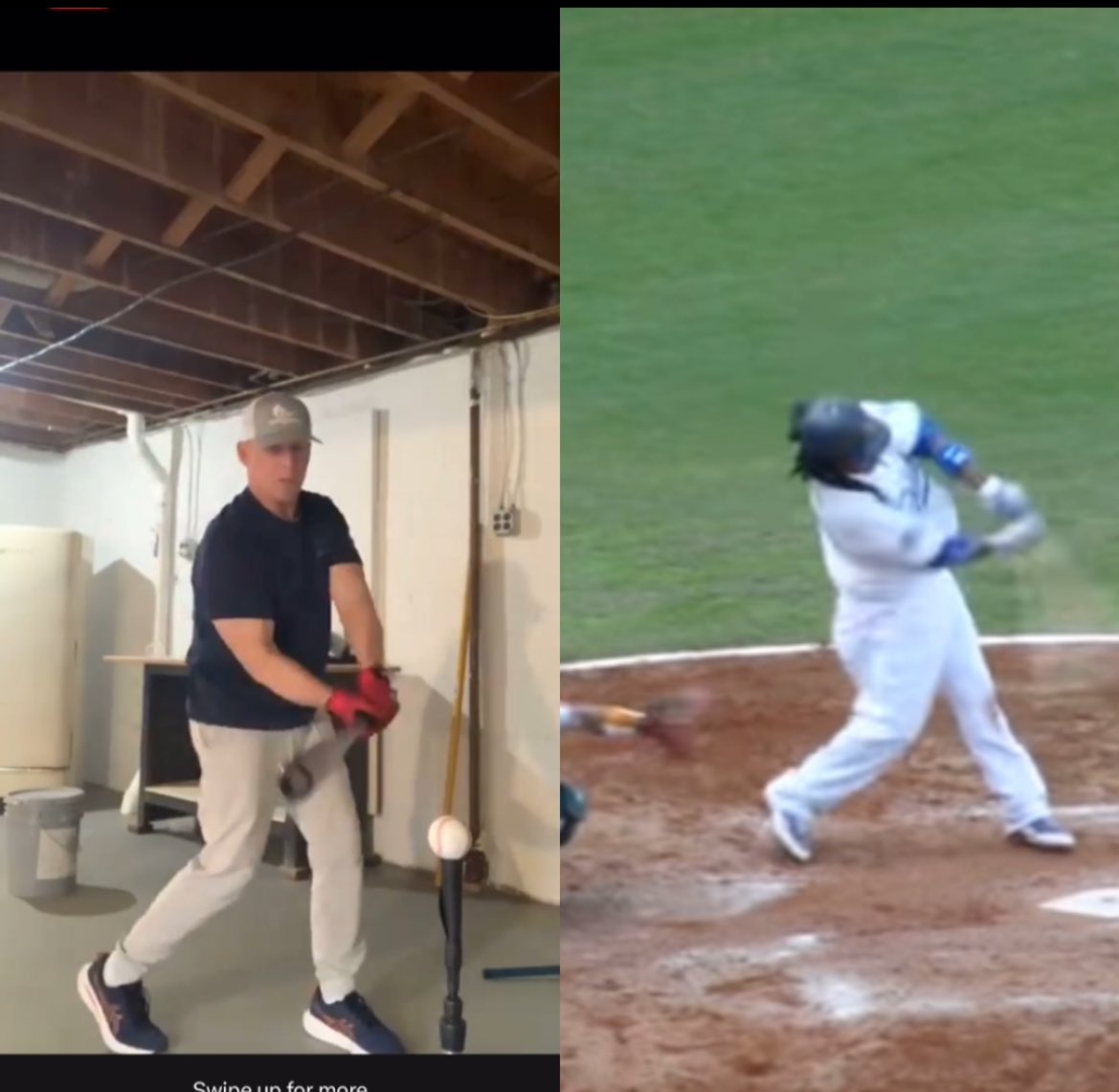 robertchayka's tweet photo. @shegone03 @twuench @billdubs @SliderDominate @JMincone @BLocsports @RedSox @LouMerloni Jeff hands are going down at contact (A down swing aka negative attack angle). Manny hands are going up at contact (A  barrel dumping, catcher whacking, up swing aka positive attack angle) #Fryed https://t.co/8vVPM5uUPq