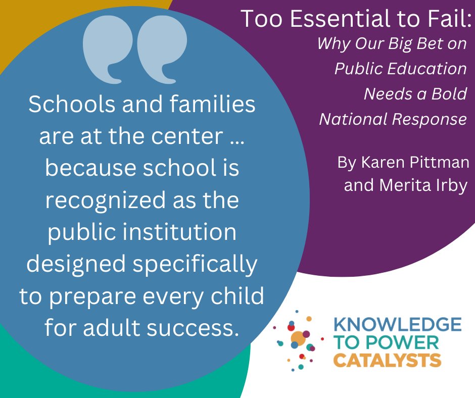 Learners need to be the central focus of public education. An ecosystem approach helps get us there. Learn more in #TooEssentialToFail by @KarenPittman and @MeritaIrby from @KPCatalysts. Commissioned by @EdReimagined. bit.ly/TooEssToFail