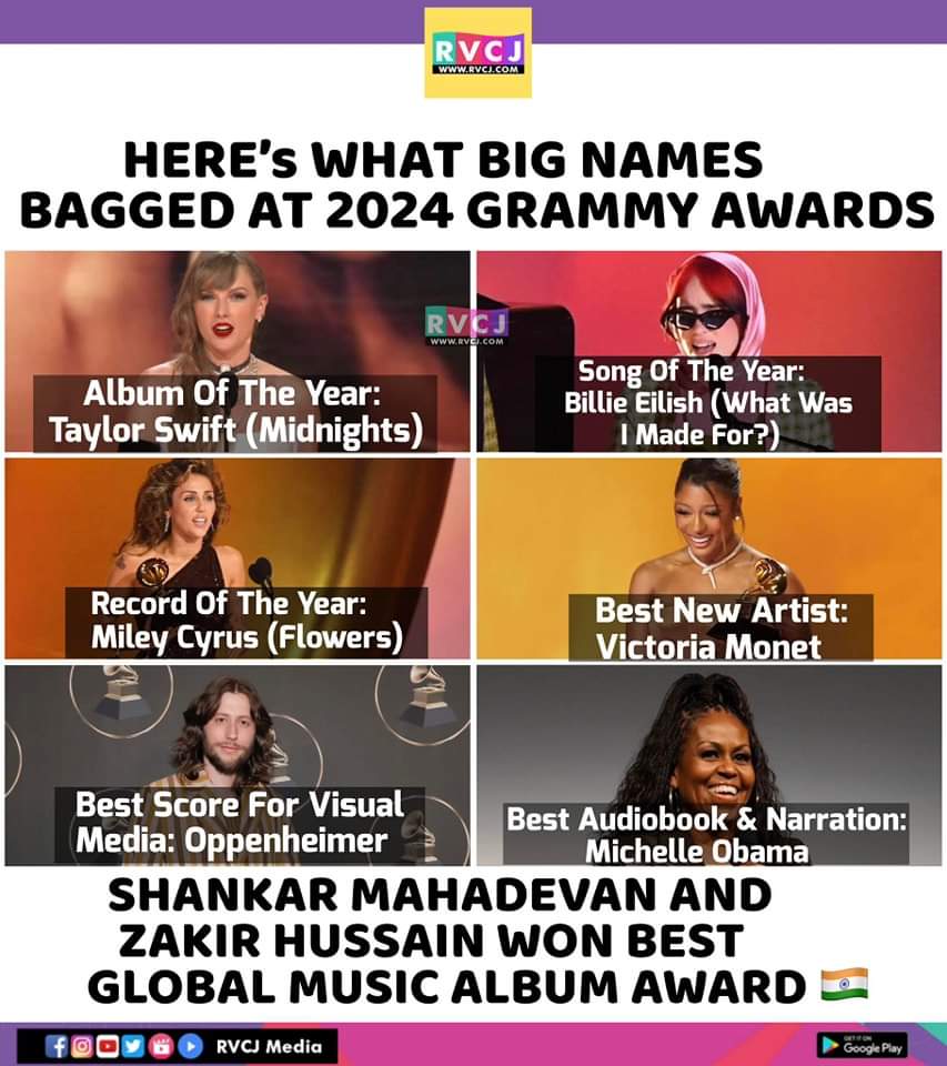 2024 Grammy Awards Winner!

#taylorswift #billieeilish #mileycyrus #victoriamonet #oppenheimer #michelleobama #rvcjmovies #rvcjinsta