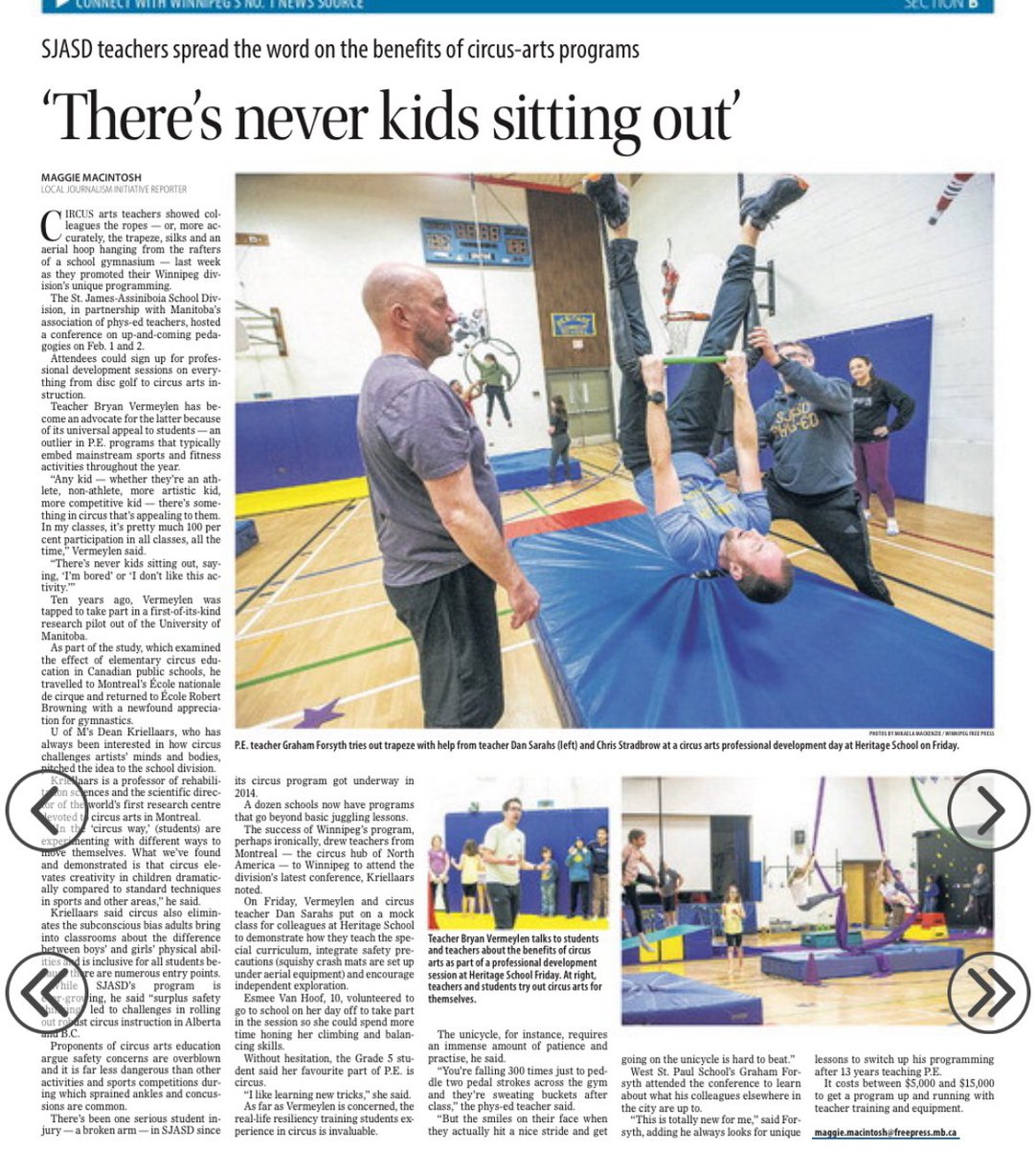 Great article from <a href="/macintoshmaggie/">Maggie Macintosh</a> about St James SD Circus Arts program. The only thing missing was acknowledging the great work of JJ Ross <a href="/StJamesPhysEd/">J.J. Ross</a> the division’s PE/HE Consultant who has been the Champion for this since it’s inception <a href="/PHE_Manitoba/">PHE Manitoba</a> <a href="/PHECanada/">PHE Canada | EPS Canada</a>