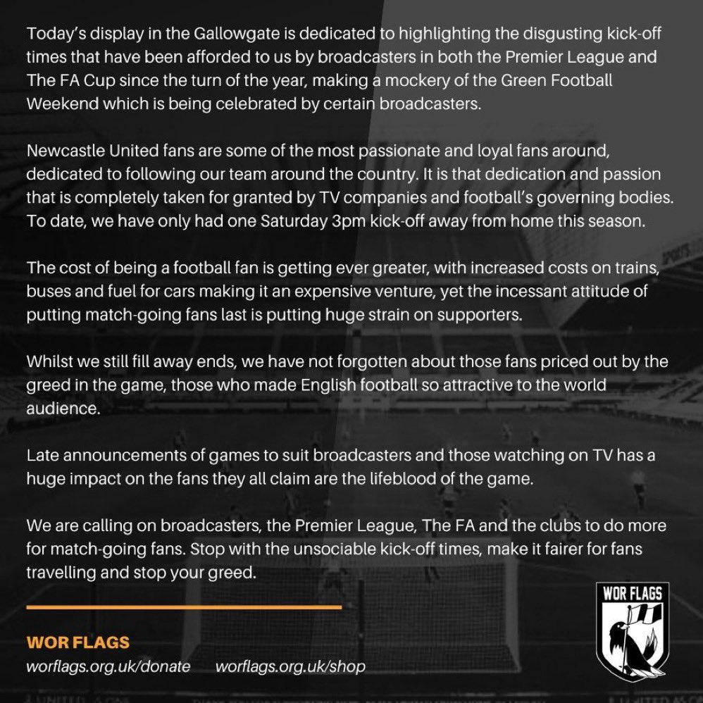 worflags's tweet photo. The point absolutely stands after the latest announcement about Chelsea away. 

We are being shafted. Cheers @SkySportsPL https://t.co/zwUHwzC5aV