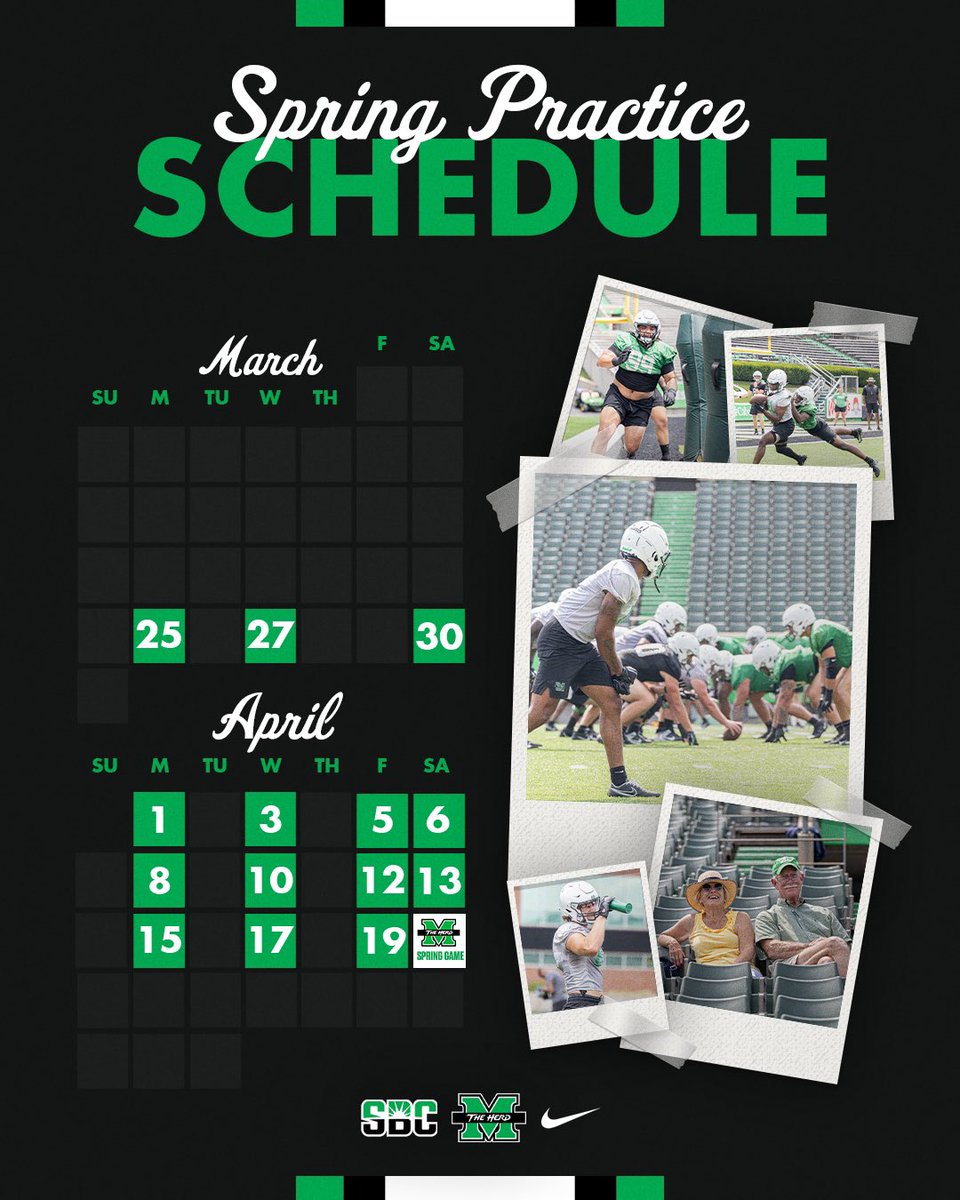 🚨Spring Ball Practice Schedule🚨 @HerdFB will conclude Spring Practice with the Spring Game on April 20th. #GoHerd 🦬