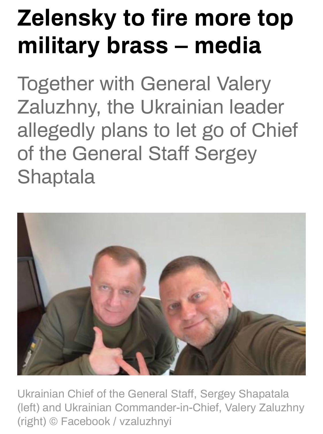US Civil Defense News on X: "🚨Update: Ukrainian President Zelensky is  reportedly considering letting go not only of Armed Forces  Commander-in-Chief Valery Zaluzhny, but also of the Chief of the General  Staff,