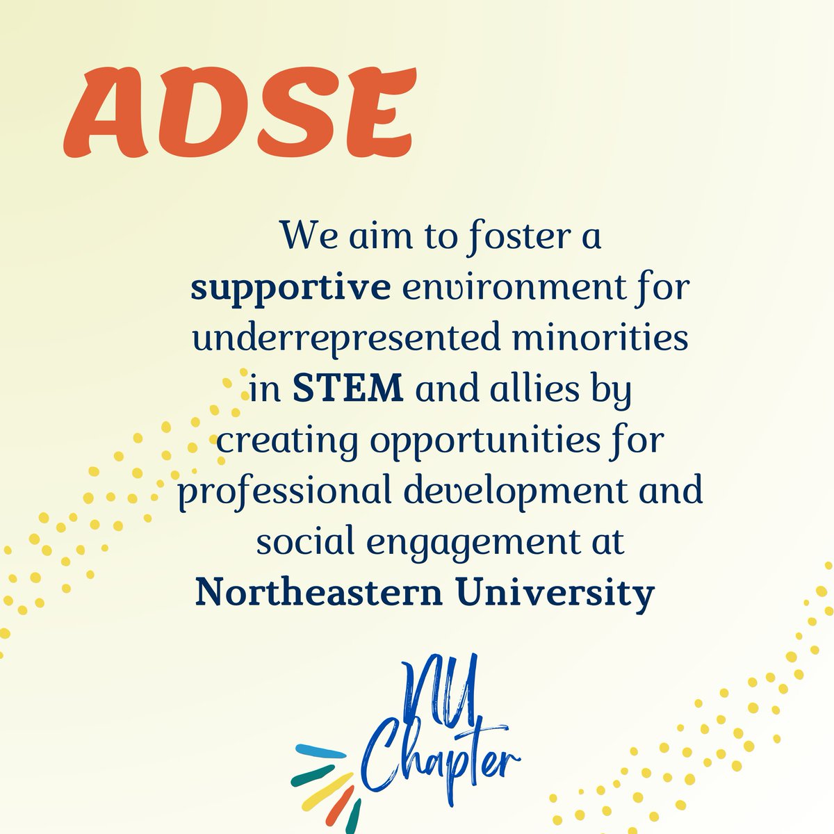 Meet ADSE! 🎉Wanna know more about what ADSE is?  Wanna get involved and be part of our community?  Learn more about our mission! #science #diversity #stem #ADSE #engineering #northeasternuniversity