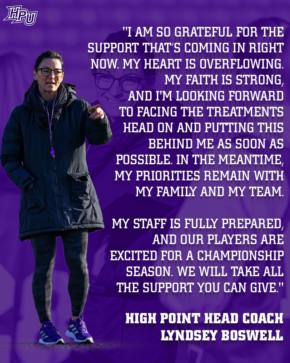 hpuwlax's tweet photo. Head Coach Lyndsey Boswell has released a statement regarding her recent health diagnosis💜🤍

📰 https://t.co/spDsopvvf6

#GoHPU https://t.co/VcpoMeruVG