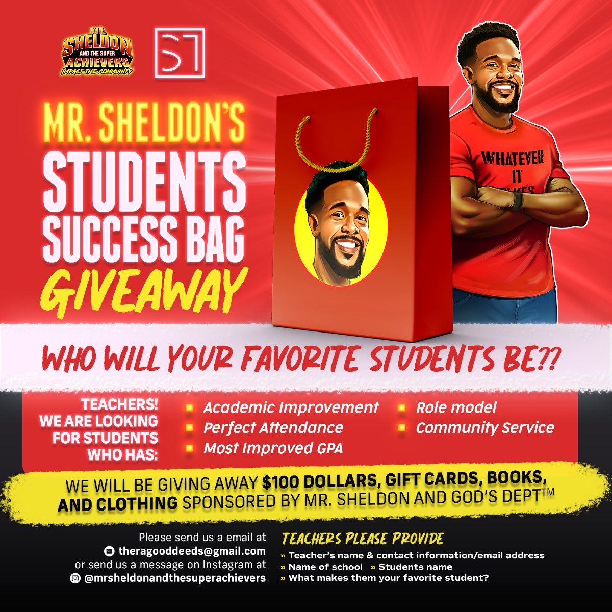 GodsPurpose828's tweet photo. Mr.Mascot Sheldon is giving back for his "Students Gift Bag Giveaway.”

We will be giving away a hundred $100, gift cards, books, and clothing sponsored by @godsdepthoustontx. 

Who will your favorite students be❓
#students #success #Giveaways https://t.co/yiVvpXhKCD