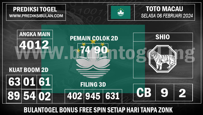 Prediksi Toto Macau - SELASA 06 FEBRUARI 2024

#totomacau #prediksitotomacau #prediksitogeltotomacau 
#totomacauhariini #bulantogel #togelonline 
#bandartogelonline #bulantogelsitusterpercaya 
#casinoonline #togelpulsa #casinopulsa #bulantoto 
#bulan4d #pastijp #pastibayar