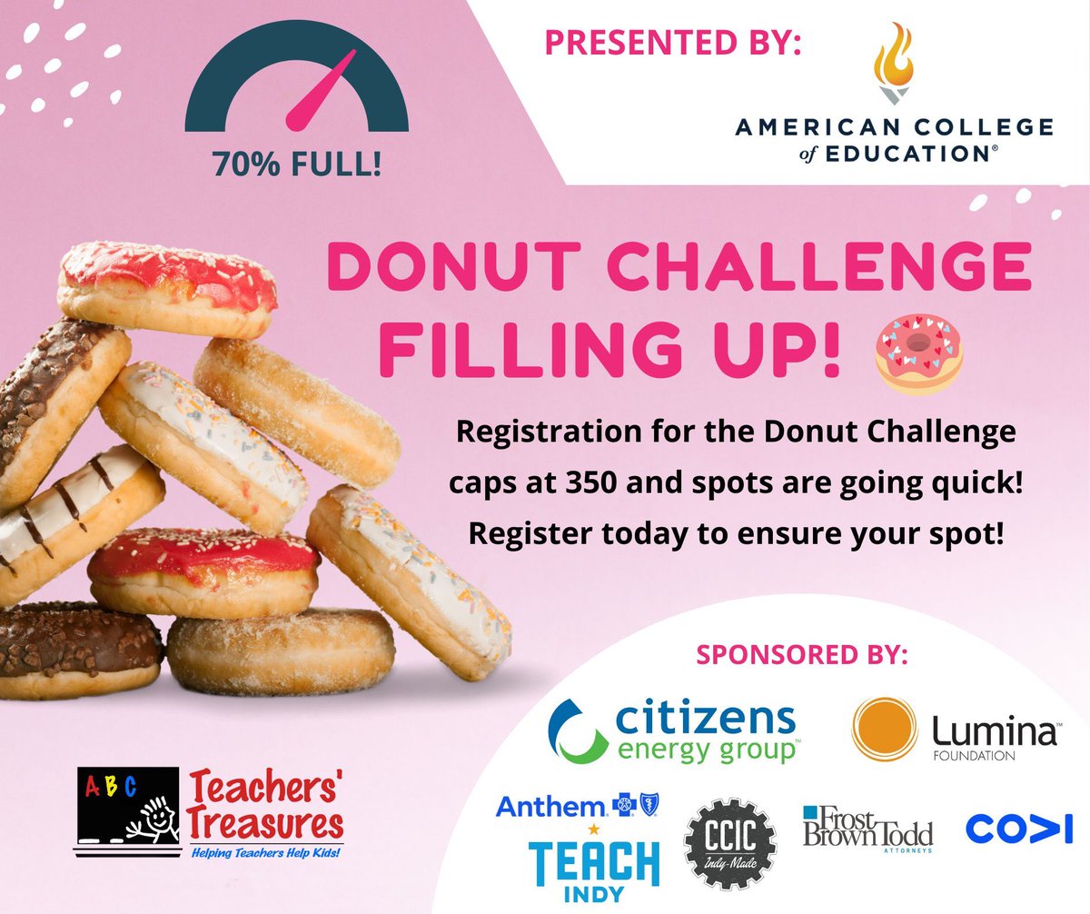 The Donut Challenge for the 2024 Circle City Donut Dash is quickly filling up! There are still plenty of spots for the Non-Donut 5k so if you miss this opportunity, you can still be apart of the fun! Use the link to register: buff.ly/3UwfxL2