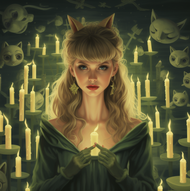 Dancing in a dream, surrounded by green candles, lighting up our path like a fairy tale come to life 🕯️💚 #BSCGems #taylormoon