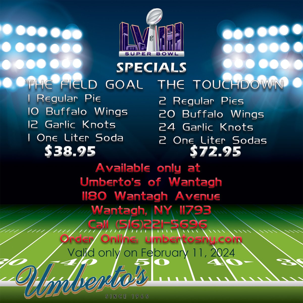 UmbertosNY's tweet photo. Check out this Superbowl special! Call to order yours  today! https://t.co/8bgmRpDRSU