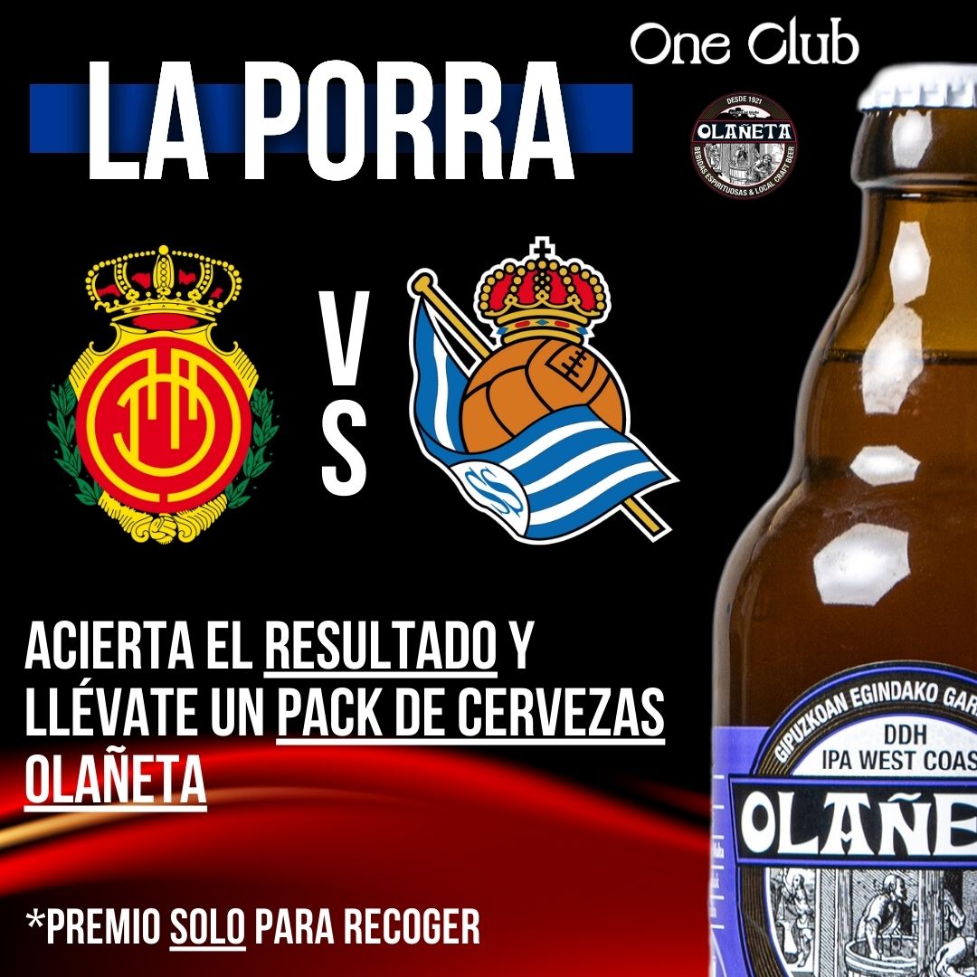 OneClub1909's tweet photo. 🔮 Vamos con la #PorraOneClub
👇 ¿Cómo acaba el #RCDMallorcaRealSociedad? Acierta y llevaré un pack @olaneta 🍻
Solo +18 🔞 https://t.co/HcFEp1vBV2