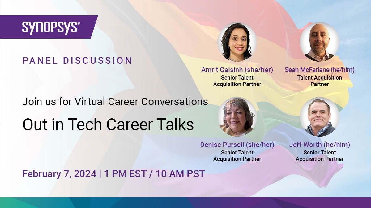 #SaveTheDate📅 This Wednesday Synopsys' talent team will be joining @OutInTech for an inclusive event designed for all job seekers. Join in for virtual career workshops and recruitment tips: bit.ly/48Qlreg