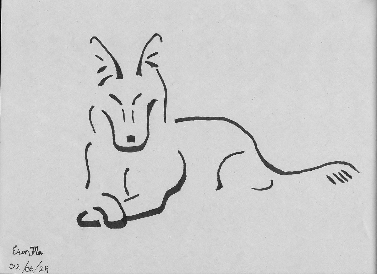 ErinMarczewski's tweet photo. Yet another workshop piece, this time a German Shepard drawn with as little lines as possible. I really like how this one turned out!! https://t.co/iECzojHR98