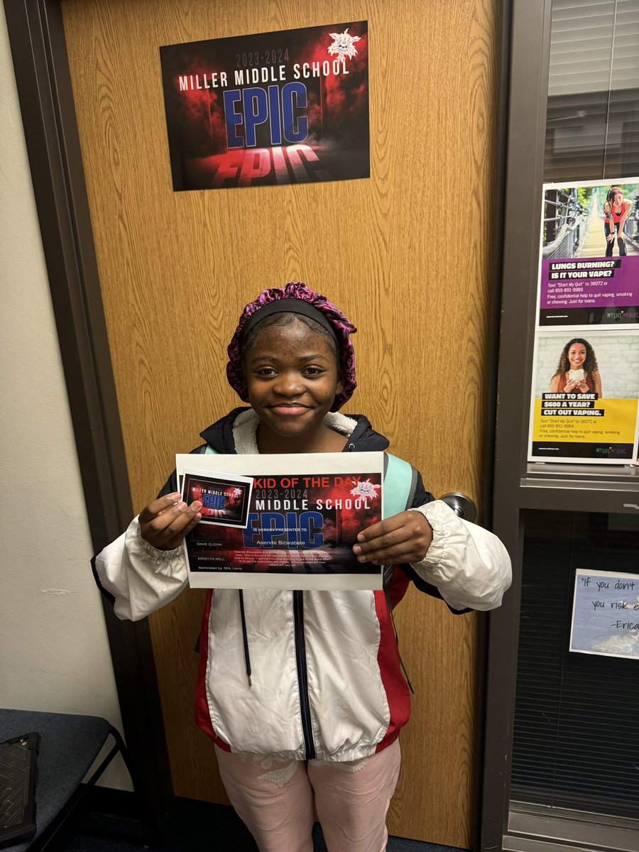 BRMillerMiddle's tweet photo. Congratulations to today’s CATS Kids of the Day, Asende and Isabella! Nominated by Ms Lamb and Ms. Gilbertson respectively, they are two hard workers, conscientious learners and  positive influences on their peers! #mms #epic https://t.co/0TM6u6x2Ii