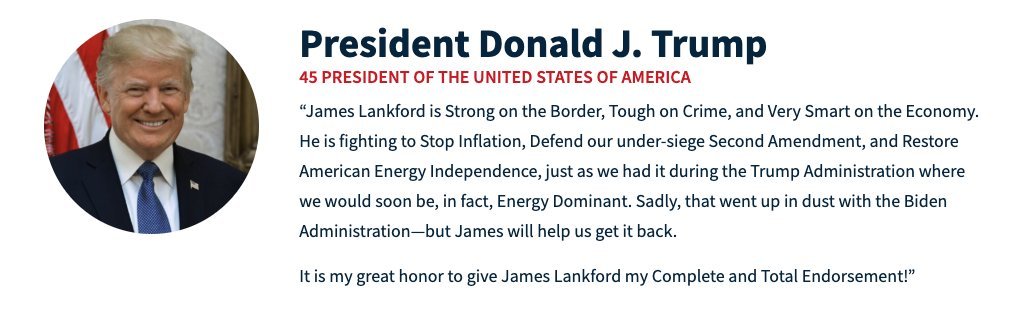 Is Trump a pathological liar or lost his mind? Trump today: 'Just to correct the record, I did not endorse Sen. Lankford. I didn’t do it. He ran and I did not endorse him.” Trump in September 2022 👇