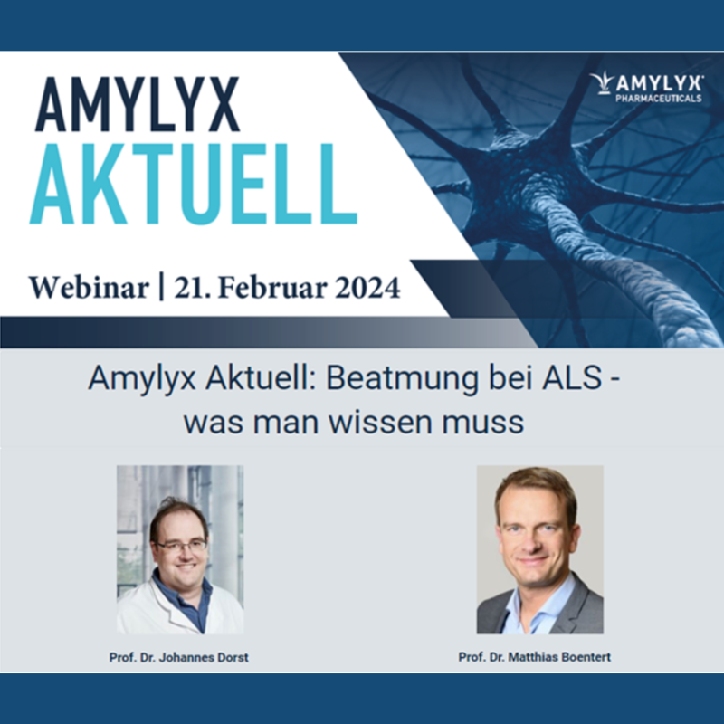 AmylyxPharma's tweet photo. Join us on Feb 21 for our second Amylyx Aktuell HCP webinar, as part of our series on #neurodegenerative diseases. Experts in #neuromuscular diseases Prof. Dr. Dorst and Dr. Boentert will discuss practical aspects of ventilation for #PLWALS. 

https://t.co/4QcEtofNqO