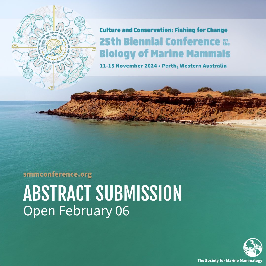 marinemammalogy's tweet photo. Get ready for #PerthSMM2024
Call for abstracts, reviewer sign-up, workshop submission and conference registration opens Tuesday, February 6, 2024 at 12 pm (noon, TODAY) Australian Western Standard Time (AWST).

#SMM #marinemammalscience #smmperth 

https://t.co/GFTItdoUe4 https://t.co/nedMCzt8C7