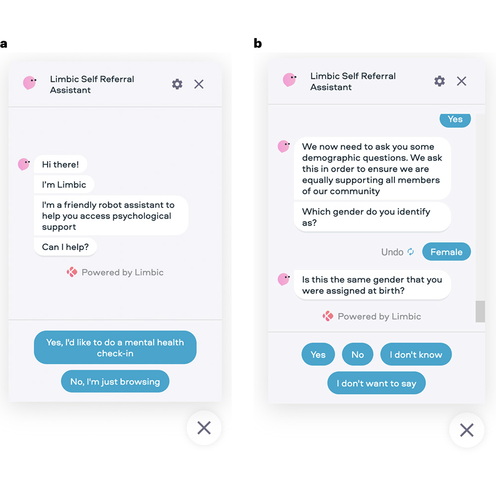 A paper in <a href="/NatureMedicine/">Nature Medicine</a> presents a personalised artificial intelligence-enabled self-referral chatbot designed to help increase access to mental health services. go.nature.com/4964Ino