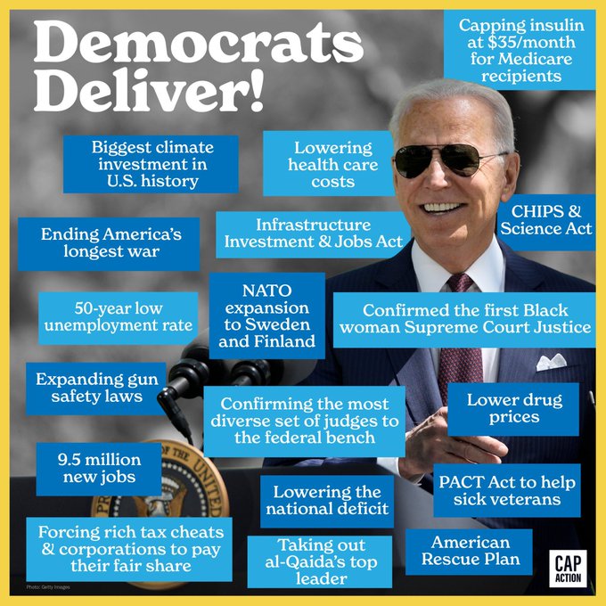 than words! Look at some of Biden's/Democrats accomplishments ⬇️!  Vote Blue up & down the ballot!!! #RepublicansAreAlwaysTheProblem #RepublicansCantGovern #RepublicansLieAboutEverything #RepublicansAreDestroyingAmerica
#MAGAMike 

7/7