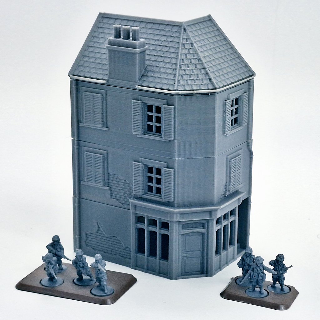 MiniaturesPat's tweet image. French Corner Shop #3DPrinted in #15mm to match with #tabletopwargames like #flamesofwar. This building was suggested by one of our clients.