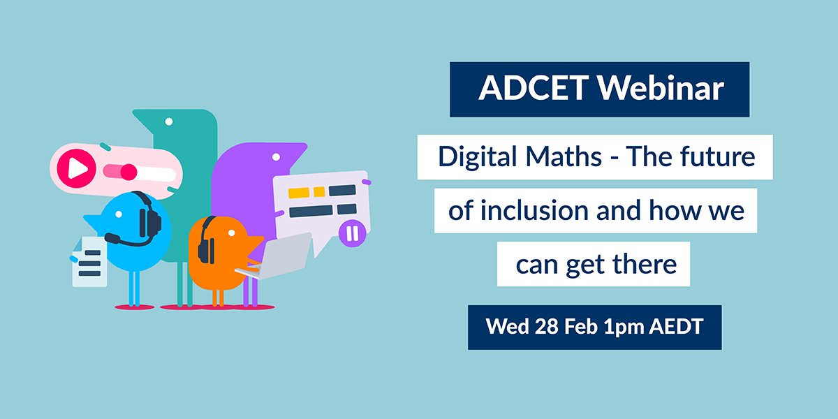 Join our 2nd ADCET Webinar this month on 'Digital Maths - The Future of Inclusion' & discover Texthelp's Equatio. 📅 Date: Feb 28, 2024 🕐 Time: 1-2 pm AEDT 📍 Online Register: adcet.edu.au/resource/11583… #DigitalMaths #InclusiveEducation #ADCETWebinar #Equatio #MathsInclusion