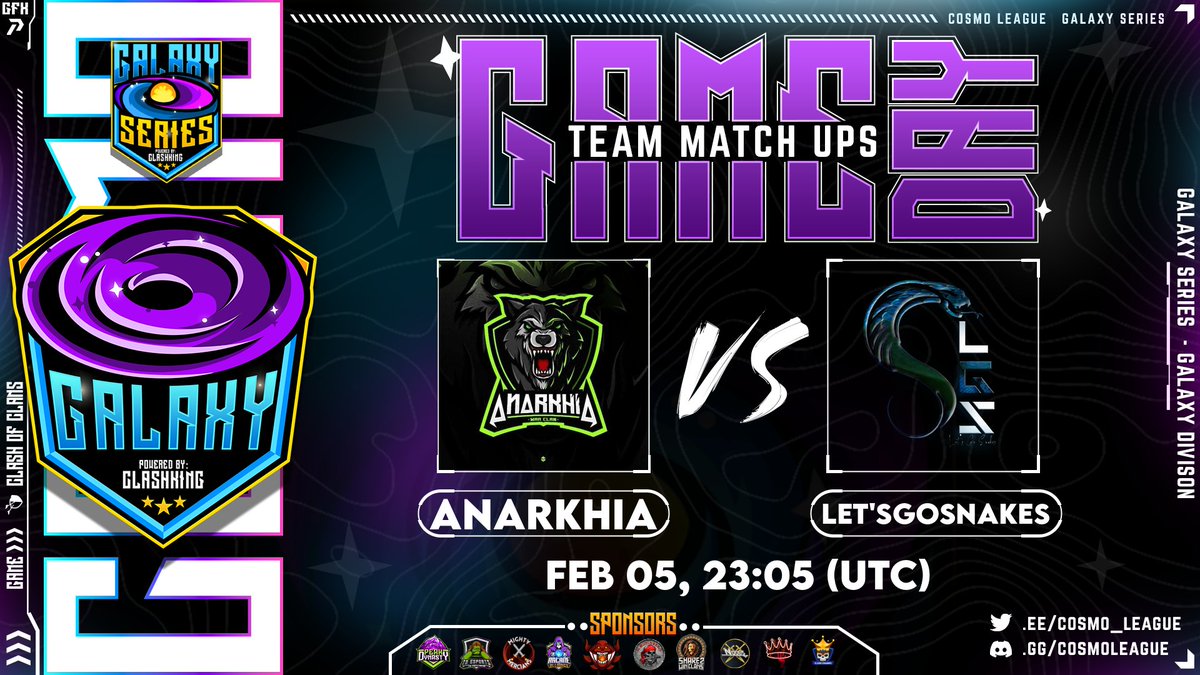 Hola, tenemos está guerraza de 
<a href="/Cosmo_League/">Cosmo League</a> 
Entre
@AnarkhiaCoC 🆚 <a href="/LetsgoSnakes/">Lᴇᴛ'sGᴏSɴᴀᴋᴇs🐍</a> 
Twitch.tv/lipe_coc