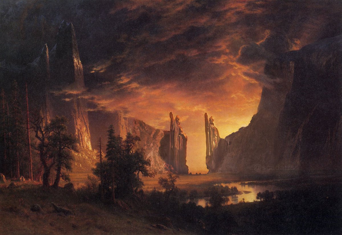 scadarts's tweet photo. Argonath
I’ve wanted to something with these statues for a long time.
Original was Sunset in the Yosemite Valley by Albert Bierstadt
Let me know what you think
#lordoftherings #argonath #tolkien #lotr https://t.co/BMSynYrPPo