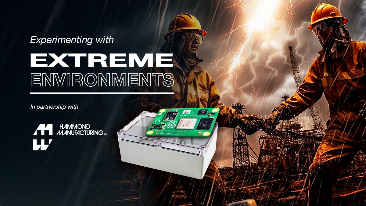 E14Community's tweet photo. In this challenge, we want you to build an electronics project and protect it from extreme environments using a @hammondmfg enclosure! Power your design with a #RaspberryPi compute module and win great prizes https://t.co/kVAHlVCtil https://t.co/32KEa6c0oA