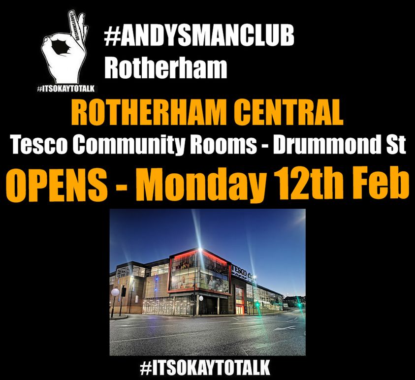 Stag_RosePPG's tweet photo. #ATTENTION fantastic news from @andysmanclubuk Rotherham ππ½ - a fourth venue has been added. Starts next week at @Tesco Community Rooms Drummond Street.
Big shout out for the wonderful
@CarolynSherrat2 ππ«Άπ½ π₯°
#ITSOKAYTOTALK #tesco #rotherham #suicideprevention #thatoneman https://t.co/a7F31oRxIU