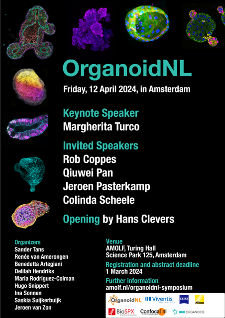 OrganoidNL (@organoidnl) on Twitter photo We are now live! Register for the 2nd OrganoidNL meeting <a href="/_amolf/">AMOLF</a> on April 12 🗓️.
Exciting talks with opening <a href="/HansClevers/">Hans Clevers</a>, keynote Margherita Turco, and talks from @JeroenPasterk <a href="/ColindaScheele/">Colinda Scheele</a>, Rob Coppes and Quiwei Pan.
amolf.nl/organoidnl-sym… We are now live! Register for the 2nd OrganoidNL meeting <a href="/_amolf/">AMOLF</a> on April 12 🗓️.
Exciting talks with opening <a href="/HansClevers/">Hans Clevers</a>, keynote Margherita Turco, and talks from @JeroenPasterk <a href="/ColindaScheele/">Colinda Scheele</a>, Rob Coppes and Quiwei Pan.
amolf.nl/organoidnl-sym…