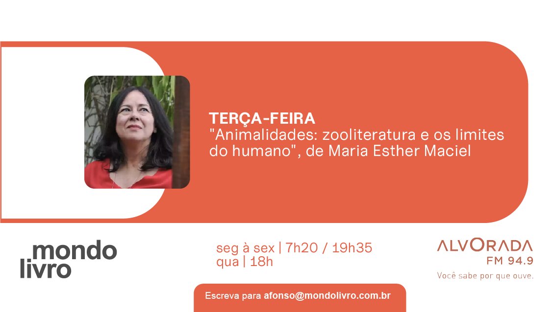 O assunto de <a href="/afonsoborges/">Afonso Borges</a> nessa segunda é o mais novo livro da escritora e pesquisadora mineira <a href="/memaciel/">Maria Esther Maciel</a>, “Essa coisa viva”, lançado pela @todavialivros. Para ouvir, sintonize na <a href="/radioalvorada/">Alvorada FM</a> às 19h35 ou acesse a gravação no site. bit.ly/487Z0Qt