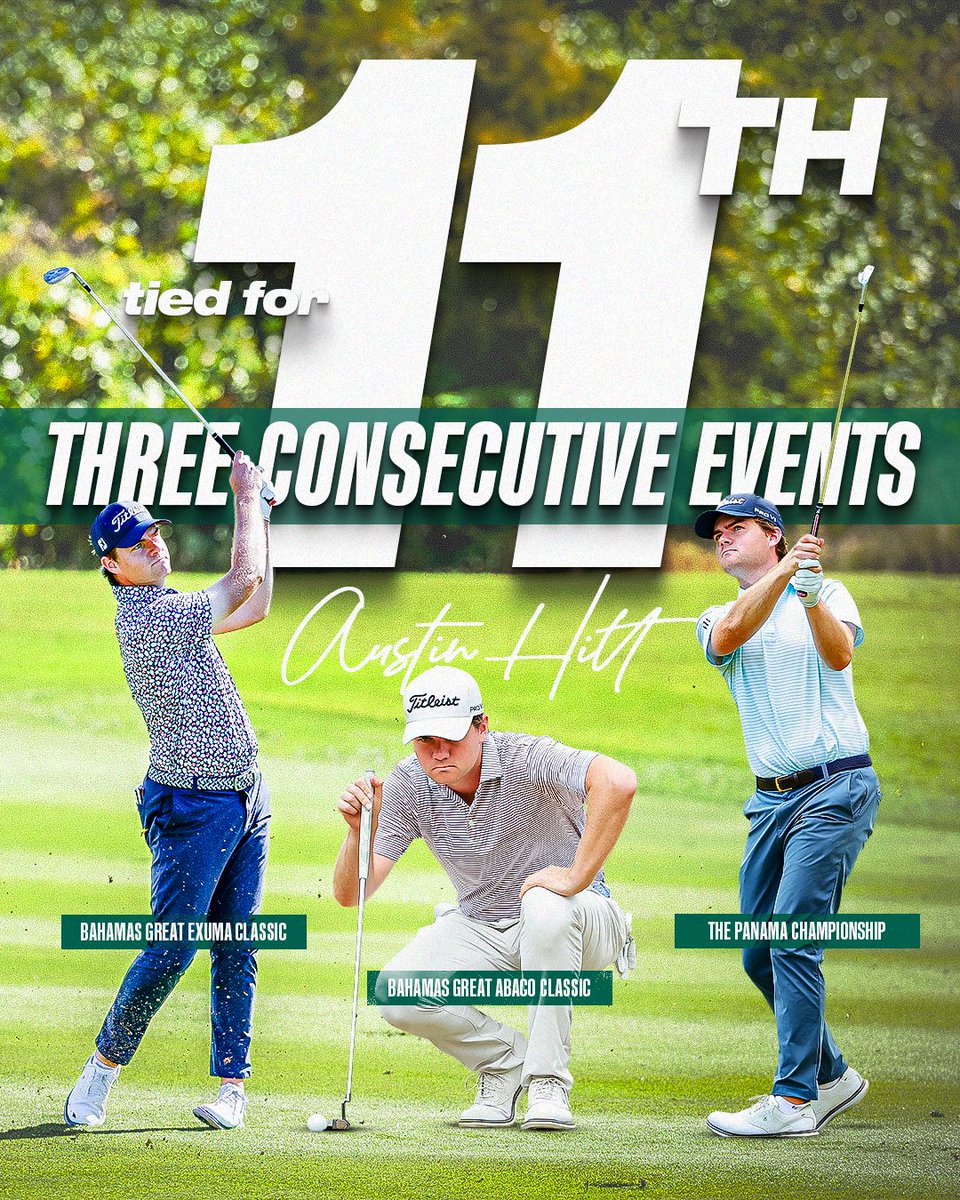 Korn Ferry Tour (@kornferrytour) on Twitter photo Mr. Consistency 😎
After finishing 4th last season on PGA TOUR Latinoamérica, <a href="/AustinHitt1/">Austin Hitt</a> has started his rookie Korn Ferry Tour season with three straight T11 finishes. Mr. Consistency 😎
After finishing 4th last season on PGA TOUR Latinoamérica, <a href="/AustinHitt1/">Austin Hitt</a> has started his rookie Korn Ferry Tour season with three straight T11 finishes.