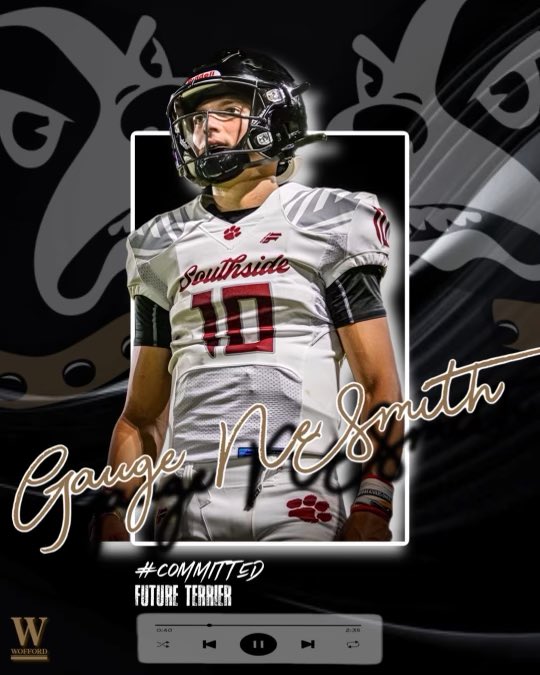 Gauge NeSmith (@gauge_nesmith10) on Twitter photo After a Great Visit and talk with <a href="/Crocker_5/">Shaw Crocker</a> I would like to announce my commitment to <a href="/Wofford_FB/">Wofford Football</a> !!!
#blessed #Committed
<a href="/CoachMHolcomb/">Miles Holcomb</a> <a href="/SenoriseP/">Senorise Perry JR</a> <a href="/klicclak2/">Kennith NeSmith</a> <a href="/CoachL__/">Coach L</a> <a href="/Southside_FBall/">Southside Football</a> After a Great Visit and talk with <a href="/Crocker_5/">Shaw Crocker</a> I would like to announce my commitment to <a href="/Wofford_FB/">Wofford Football</a> !!!
#blessed #Committed
<a href="/CoachMHolcomb/">Miles Holcomb</a> <a href="/SenoriseP/">Senorise Perry JR</a> <a href="/klicclak2/">Kennith NeSmith</a> <a href="/CoachL__/">Coach L</a> <a href="/Southside_FBall/">Southside Football</a>