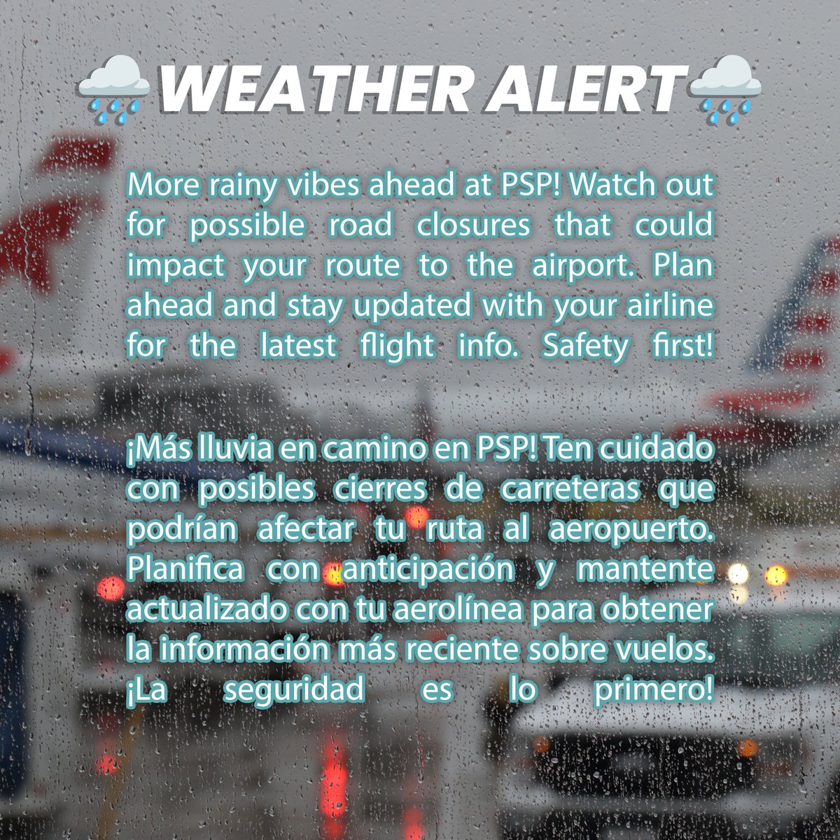 More rainy vibes today at PSP! ☔️ Check your flight status: flypsp.com/flight-status/