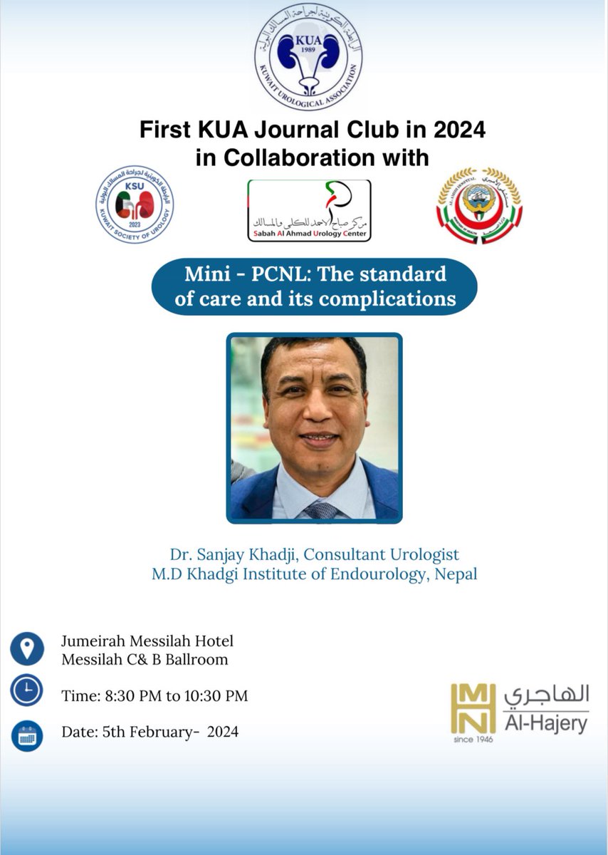 Our distinguished guest from #Nepal @dr_khadgi giving the urologists from #Kuwait some technique from his experience in #endourology and #miniPCNL Very valuable and informative lecture from our guest.