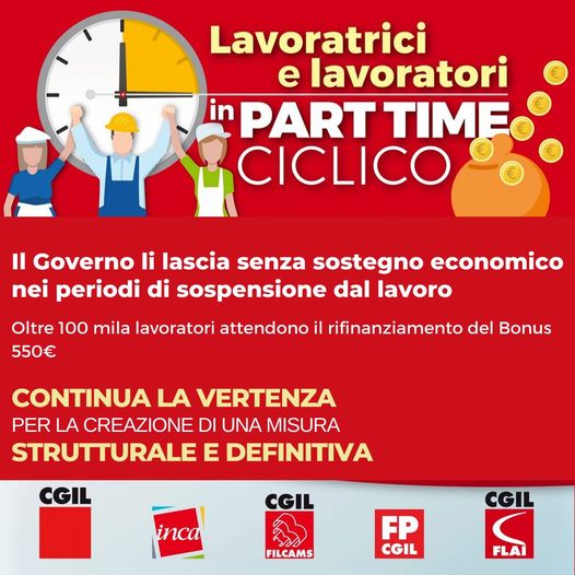 Patronato_Inca's tweet photo. PART TIME CICLICO: VERTENZA
🟥 Il governo agisca per garantire il supporto economico durante le sospensioni dal lavoro. Oltre 100k lavoratori attendono il rifinanziamento del Bonus 550€
📌 Per informazioni rivolgiti a Inca:
https://t.co/G91A8PPI54
#parttimeciclico #incagil https://t.co/XWd5eHlsDy