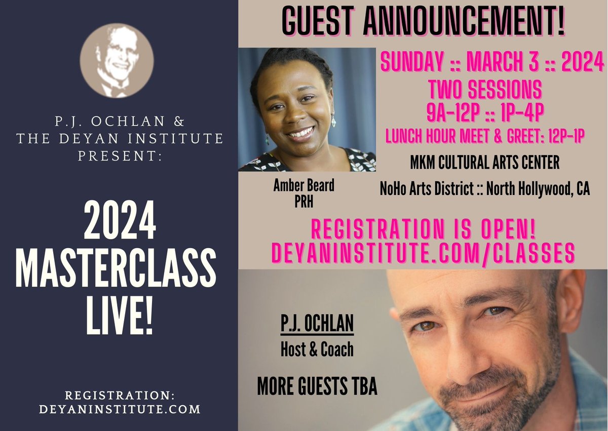 Hi Friends! We are really excited to announce another guest who will be joining us for P.J. Ochlan’s Masterclass LIVE on March 3rd! Amber Beard from <a href="/penguinrandom/">Penguin Random House 🐧🏠📚</a> 🥳 Narrators, have you reserved your spot yet?! You don’t wanna miss this! Link in bio.