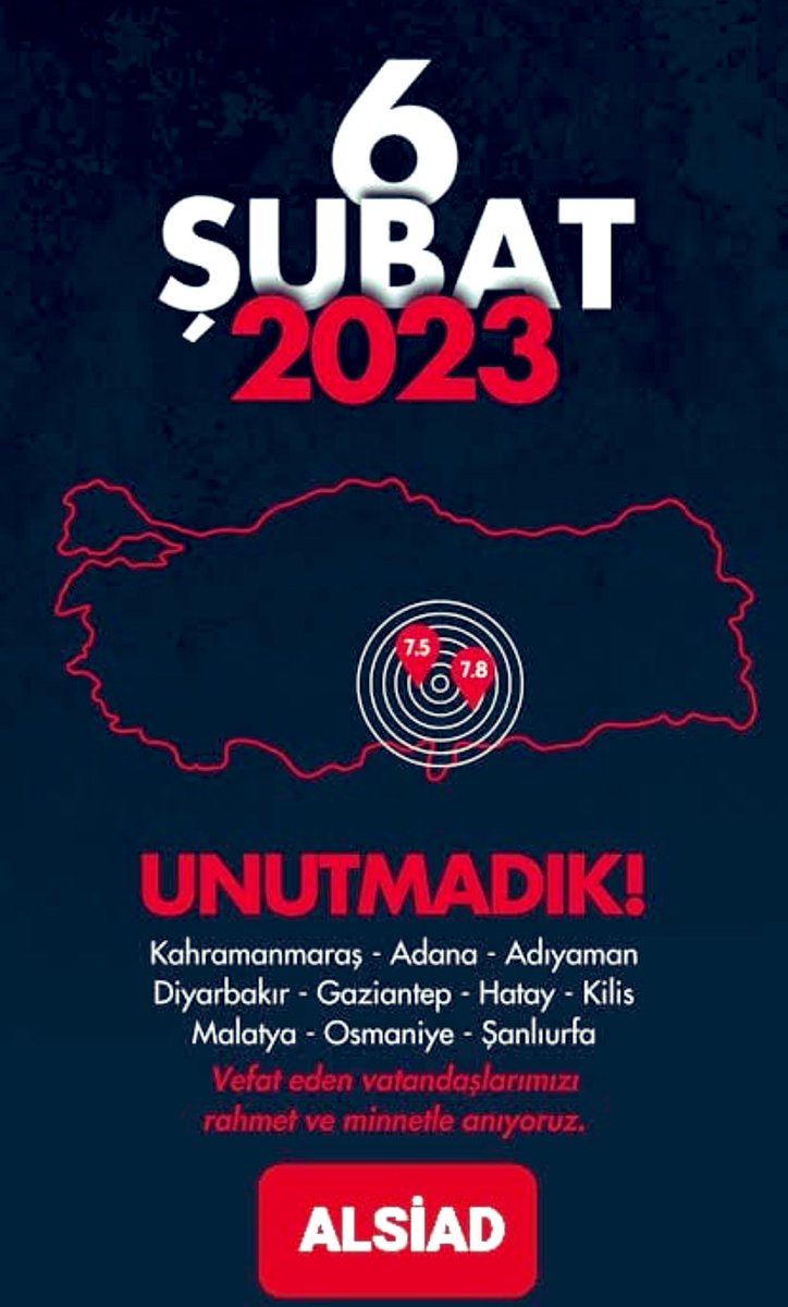 6 Şubat depreminde hayatını kaybeden tüm vatandaşlarımızı rahmet ve saygıyla aniyoruz