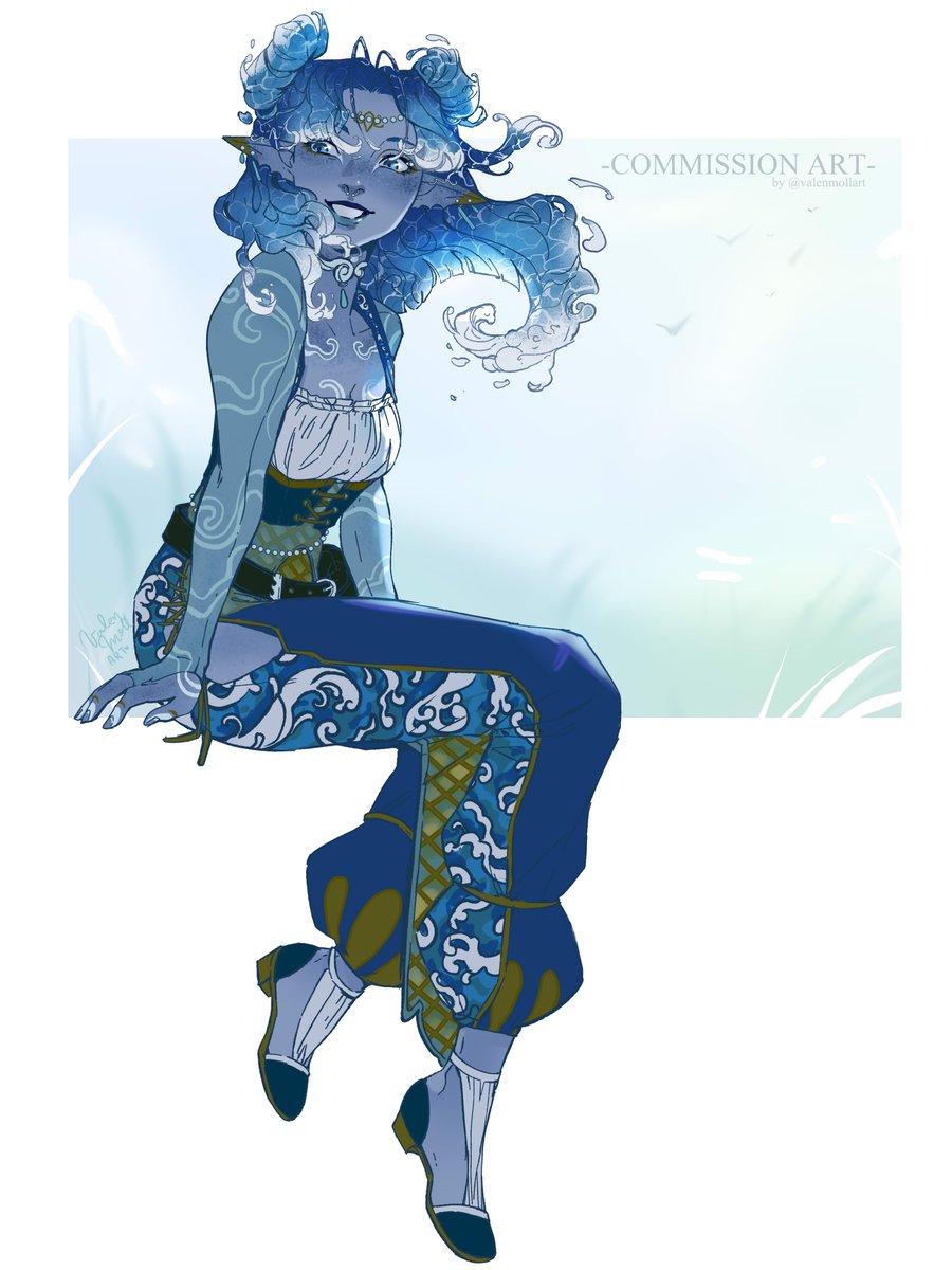 ValenMollART's tweet photo. aaand the final piece!
fullbody c♡mmission for Peach @PoisonPeachs ! of a character I designed a while ago and she bought 🩵🩵 
Thank you so much Peach for giving her a home and making it so nice to work for you!

Hope y'all ike it! 🌊♡ https://t.co/pjKbx4mi5C
