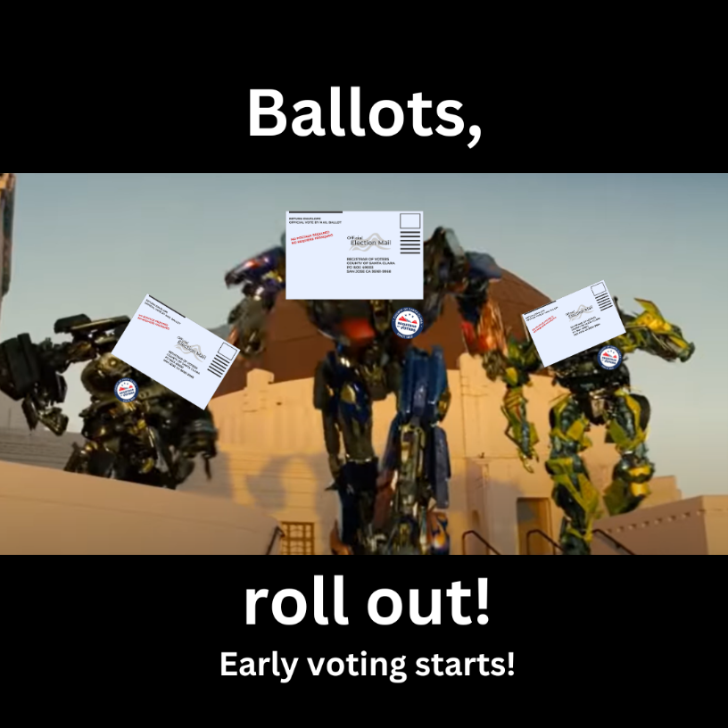 sccvote's tweet image. Rolling into the polls like an Autobot on a mission! 🤖🗳️ Time to transform our democracy – you&apos;ve got one vote, make it count!📬✨ Early voting starts today! #sccvote