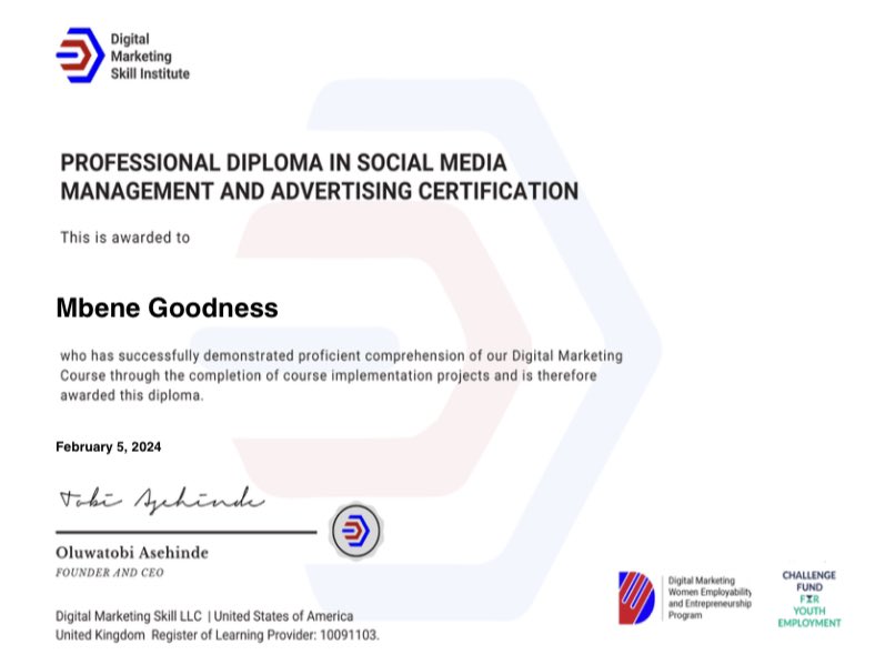 Achieved a @DMSInstitute certificate amidst challenges, thanks to a comprehensive curriculum and supportive community. Gratitude for an inclusive environment empowering women in tech. #DMSIgrad #SocialMediaSuccess #EmpoweredByDMSI #DigitalMarketing #socialmediamanagement